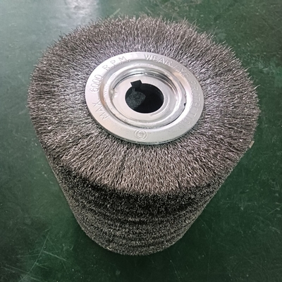 Roller Brush Cylindrical Industrial Cleaning Rust Scale Polishing Steel Wire Finishing Wheel