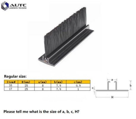 Custom Steel Wire Dustproof Windproof Sealing Strip Brush Aluminum Stents Metal Channel Strip Brushes Door Seal Nylon