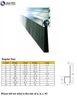 Custom Steel Wire Dustproof Windproof Sealing Strip Brush Aluminum Stents Metal Channel Strip Brushes Door Seal Nylon
