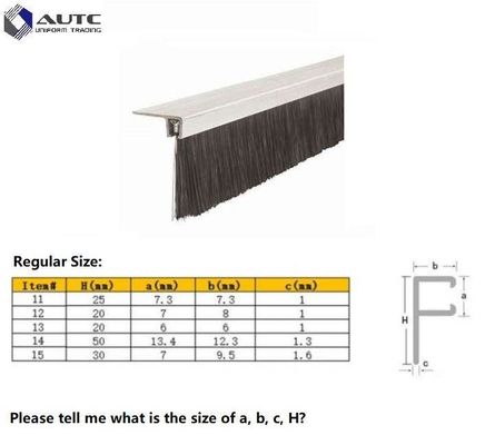 Custom Steel Wire Dustproof Windproof Sealing Strip Brush Aluminum Stents Metal Channel Strip Brushes Door Seal Nylon